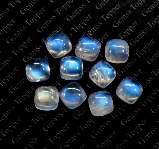 Rainbow Moonstone 10x10 mm Cushion Cabochon